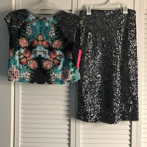 Xhilaration sequin crop top and pencil skirt